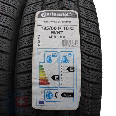 3. 195 60 16C 2x CONTINENTAL 195/60 R16C 99/97T VanContact Winter Winterreifen 2019 WIE NEU VOLL