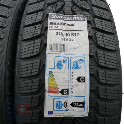 3. 215 40 17 2x BRIDGESTONE 215/40 R17 87V XL Blizzak LM-32 Winterreifen 2017 VOLL Wie Neu