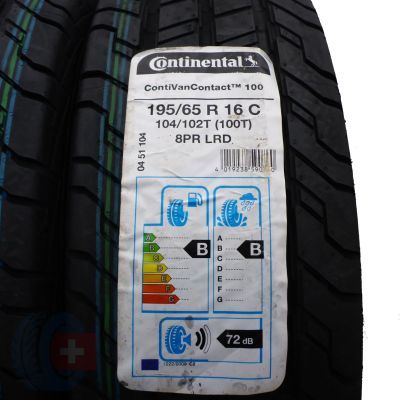 3. 4 x CONTINENTAL 195/65 R16C 104/102T ContiVanContact 100 Sommerreifen 2019, 2020 WIE NEU VOLL