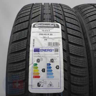2. 255 45 20 4x CONTINENTAL 255/45 R20 101T WinterContact TS 870 P Winterreifen 2024 VOLL WIE NEU 