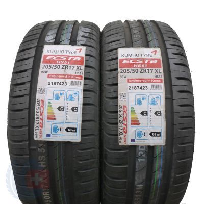 2 x KUMHO 205/50 ZR17 93W XL Ecsta HS51 Sommerreifen 2016 VOLL UNGEBRAUCHT 