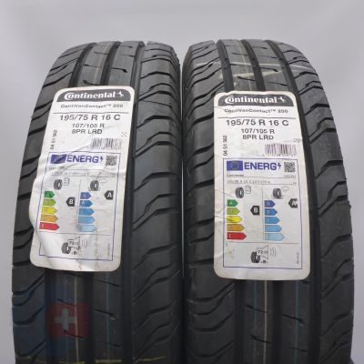 195 75 16C 2x CONTINENTAL 195/75 R16C 107/105R ContiVanContact 200 Sommerreifen 2021 VOLL 