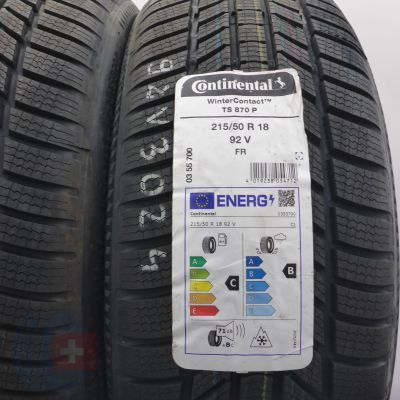 3. 215 50 18 4x CONTINENTAL 215/50 R18 92V WinterContact TS870 P Winterreifen 2024 VOLL WIE NEU 