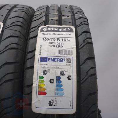 3. 195 75 16C 2x CONTINENTAL 195/75 R16C 107/105R ContiVanContact 200 Sommerreifen 2021 VOLL 