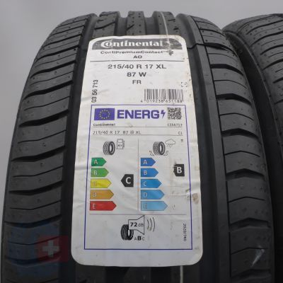 2. 215 40 17 2x CONTINENTAL 215/40 R17 87W XL ContiPremiumContact 2 A0 Sommerreifen 2024VOLL WIE NEU 