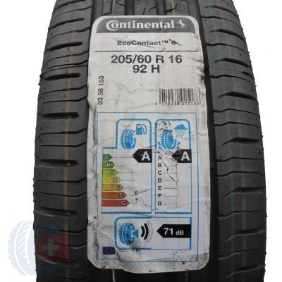 205 60 16 1x CONTINENTAL 205/60 R16 92H EcoContact 6 Sommerreifen 2020 VOLL WIE NEU 