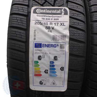 2. 2 x CONTINENTAL 205/45 R17 88V XL ContiWinterContact TS 830 P SSR Winterreifen 2021 VOLL WIE NEU 