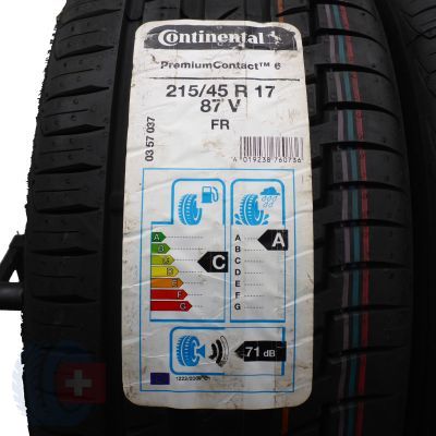 2. 4 x CONTINENTAL 215/45 R17 87V PremiumContact 6 Sommerreifen 2020 WIE NEU VOLL