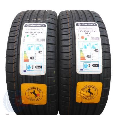 2 x CONTINENTAL 195/45 R16 84V XL ContiEcoContact 5 Sommerreifen 2020 WIE NEU VOLL