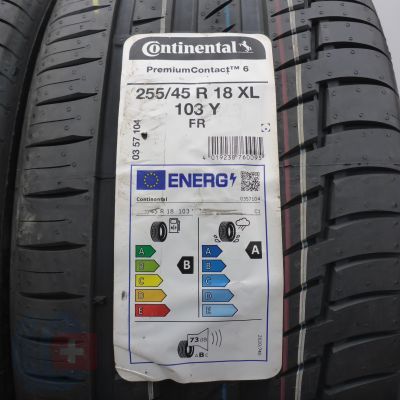 2. 255 45 18 2x CONTINENTAL 255/45 R18 103Y XL PremiumContact6 Sommerreifen 2022 WIE NEU VOLL