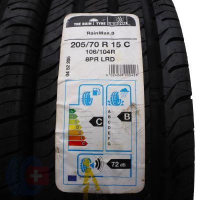 2. 205 70 15C 2x UNIROYAL 205/70 R15C 106/104R RainMax 3 Sommerreifen 2018 VOLL Wie Neu