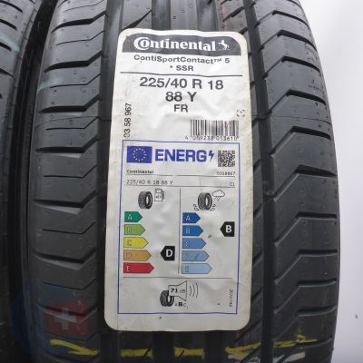 2. 225 40 18 2x CONTINENTAL 225/40 R18 88Y XL ContiSportContact5 RunFlat BMW Sommerreifen 2022 VOLL