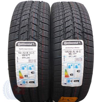 2 x CONTINENTAL 195/60 R16C 99/97T VanContact Winter Winterreifen 2020 WIE NEU VOLL