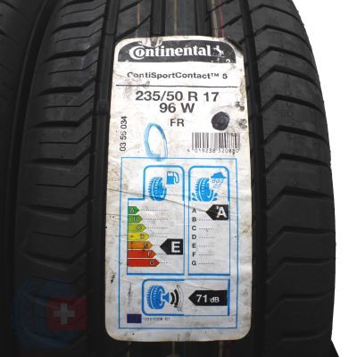 2. 4 x CONTINENTAL 235/50 R17 96W XL ContiSportContact 5 Sommerreifen 2019 WIE NEU 