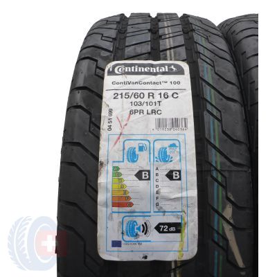 2. 215 60 16C 4x CONTINENTAL 215/60 R16C 103/101T ContiVanContact 100 Sommerreifen 2020 VOLL WIE NEU 