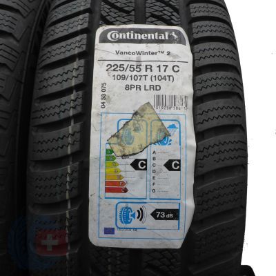 5. 225 55 17C 2x CONTINENTAL 225/55 R17C 109/107T VancoWinter 2 Winterreifen 2019 WIE NEU VOLL
