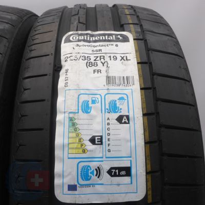 4. 225 35 19 4x CONTINENTAL 225/35 R19 88Y XL SportContact 6 RFT Sommerreifen 2020 VOLL WIE NEU 