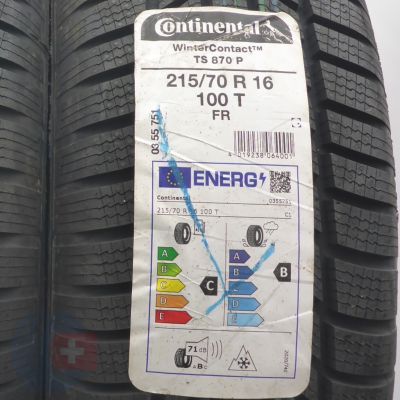 3. 215 70 16 2x CONTINENTAL 215/70 R16 100T WinterContact TS870P Winterreifen 2022 VOLL