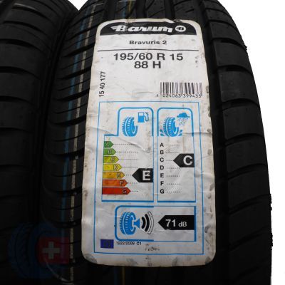 2. 2 x BARUM 195/60 R15 88H Bravuris 2 Sommerreifen 2018 WIE NEU VOLL