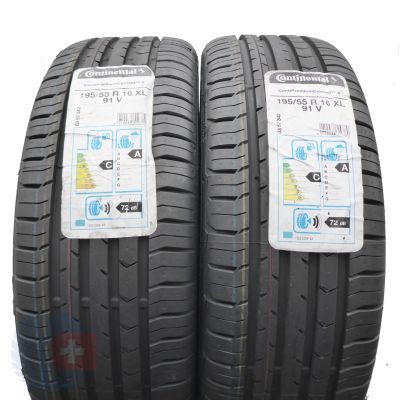 195 55 16 2x CONTINENTAL 195/55 R16 91V ContiPremiumContact 5 Sommerreifen 2018/19 VOLL WIE NEU 