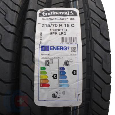 2. 2 x CONTINENTAL 215/70 R15C 109/107S ContiVanContact 100 Sommerreifen 2023 WIE NEU VOLL