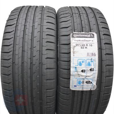 205 45 16 2x CONTINENTAL 205/45 R16 83H ContiEcoContact5 Sommerreifen 2020 VOLL WIE NEU 