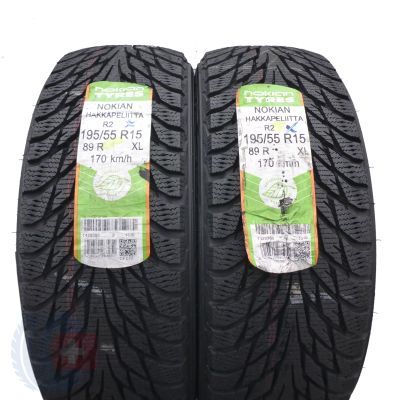 2 x NOKIAN 195/55 R15 89R XL Hakkapeliitta R2 Wintereifen 2017 WIE NEU VOLL