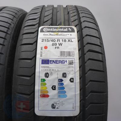 3. 215 40 18 2x CONTINENTAL 215/40 R18 89W XL ContiSportContact 5 Sommerreifen 2022 VOLL WIE NEU 