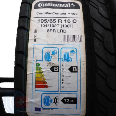 3. 4 x CONTINENTAL 195/65 R16C 104/102T ContiVanContact 100 Sommerreifen 2018 WIE NEU VOLL