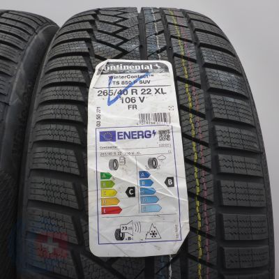 2. 265 40 22 4x CONTINENTAL 265/40 R22 106V XL WinterContact TS850P SUV Winterreifen 2022 WIE NEU VOLL