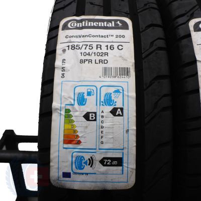 2. 4 x CONTINENTAL 185/75 R16C 104/102R ContiVanContact 200 Sommerreifen 2019 WIE NEU VOLL