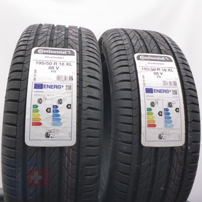  195 50 16 2x CONTINENTAL 195/50 R16  88V XL UltraContact Sommerreifen 2023 VOLL WIE NEU 