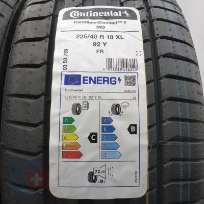 3.  225 40 18 4x CONTINENTAL 225/40 R18 92Y XL ContiSportContact 5 M0 Sommerreifen 2023 Ungebraucht   