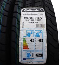 3. 4 x CONTINENTAL 195/65 R16C 104/102T ContiVanContact 100 Sommerreifen 2020 WIE NEU VOLL