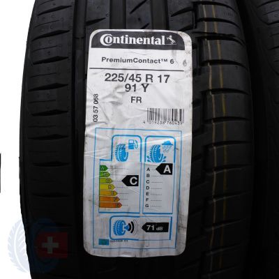 2. 225 45 17 2x CONTINENTAL 225/45 R17 91Y XL PremiumContact 6 Sommerreifen 2019 VOLL WIE NEU