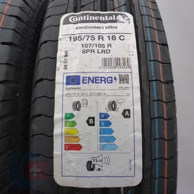 2. 195 75 16C 4x CONTINENTAL 195/75 R16C 107/105R VanContact Ultra Sommerreifen 2023 WIE NEU VOLL