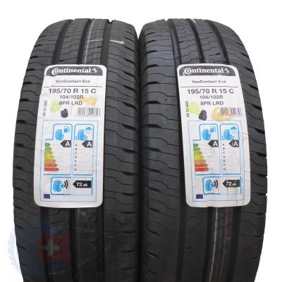 195 70 15C 2x CONTINENTAL 195/70 R15C 104/102R VanContact Eco Sommerreifen 2021 VOLL Wie Neu