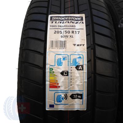 2. 205 50 17 2x BRIDGESTONE 205/50 R17 93W XL Turanza T005 RFT Sommerreifen 2019 VOLL Wie Neu