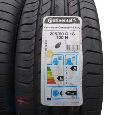 2. 225 60 18 4x CONTINENTAL 225/60 R18 100H ContiSportContact 5 SUV Sommerreifen 2020  VOLL Wie Neu