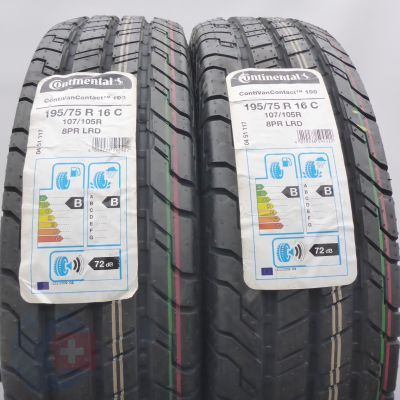195 75 16C 2x CONTINENTAL 195/75 R16C  107/105R ContiVanContact 100 Sommerreifen 2010/20 VOLL 