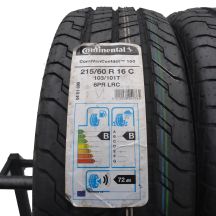 2. 2 x CONTINENTAL 215/60 R16C 103/101T ContiVanContact 100 Sommerreifen 2020 WIE NEU VOLL