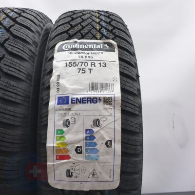 3. 155 70 13 2x CONTINENTAL 155/70 R13 75T WinterContact TS 860 Winterreifen 2023 VOLL WIE NEU