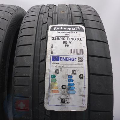 2. 235 40 18 2x CONTINENTAL 235/40 R18 95Y XL SportContact 6 RFT Sommerreifen 2022 Ungebraucht  