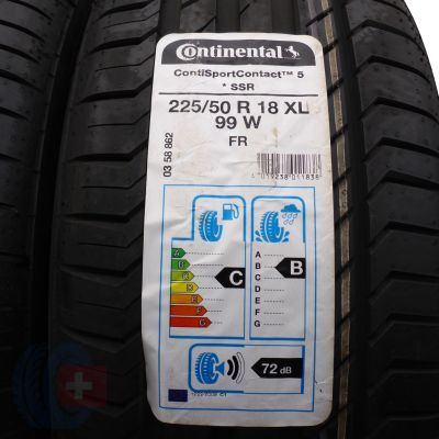 2. 225 50 18 4x CONTINENTAL 225/50 R18 99W XL ContiSportContact 5 RunFlat BMW Sommerreifen 2019 WIE NEU VOLL