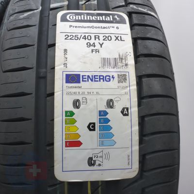 3.  225 40 20 4x CONTINENTAL 225/40 R20 94Y XL PremiumContact 6 Sommerreifen 2021 Ungebraucht  