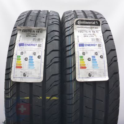 195 75 16C 2x CONTINENTAL 195/75 R16C 107/105 ContiVanContact 200 Sommerreifen 2023 VOLL WIE NEU