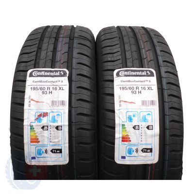 4. 195 60 16 4 x CONTINENTAL 195/60 R16 93H XL ContiEcoContact 5 Sommerreifen 2019/2021 VOLL WIE NEU 