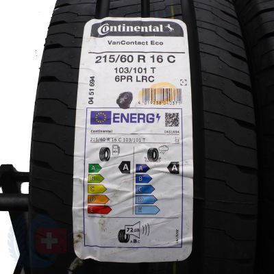 2. 4 x CONTINENTAL 215/60 R16C 103/101T VanContact Eco Sommerreifen 2021 WIE NEU VOLL