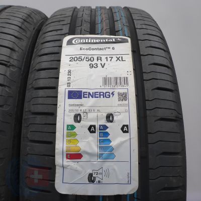 2. 205 50 17 2x CONTINENTAL 205/50 R17 93V XL EcoContact6 Sommerreifen 2022 WIE NEU VOLL