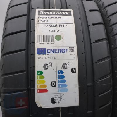 2. 225 45 17 2x BRIDGESTONE 225/45 R17 94Y XL Potenza Sport Sommerreifen 2022 WIE NEU VOLL